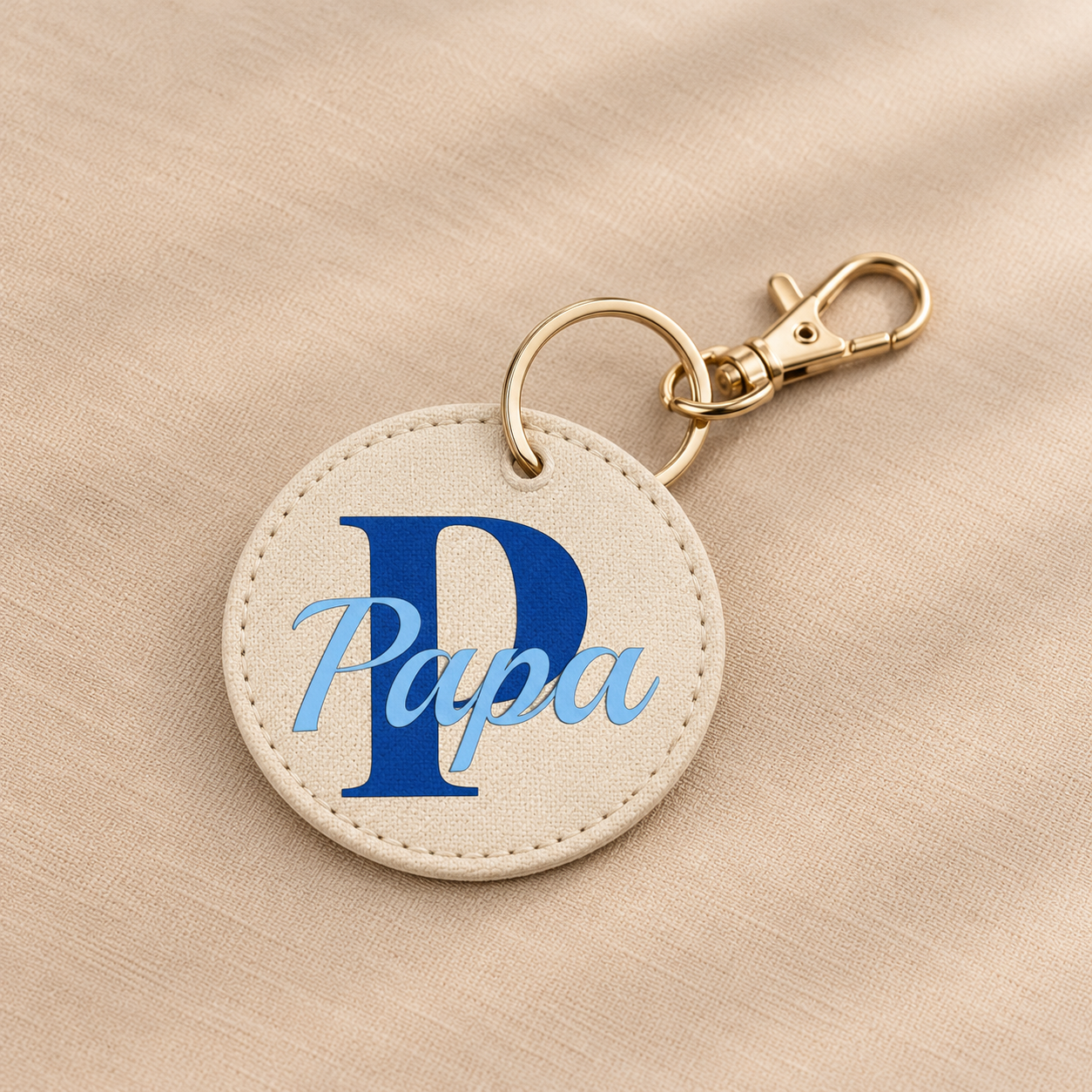 Gepersonaliseerde canvas sleutelhanger met Papa en D