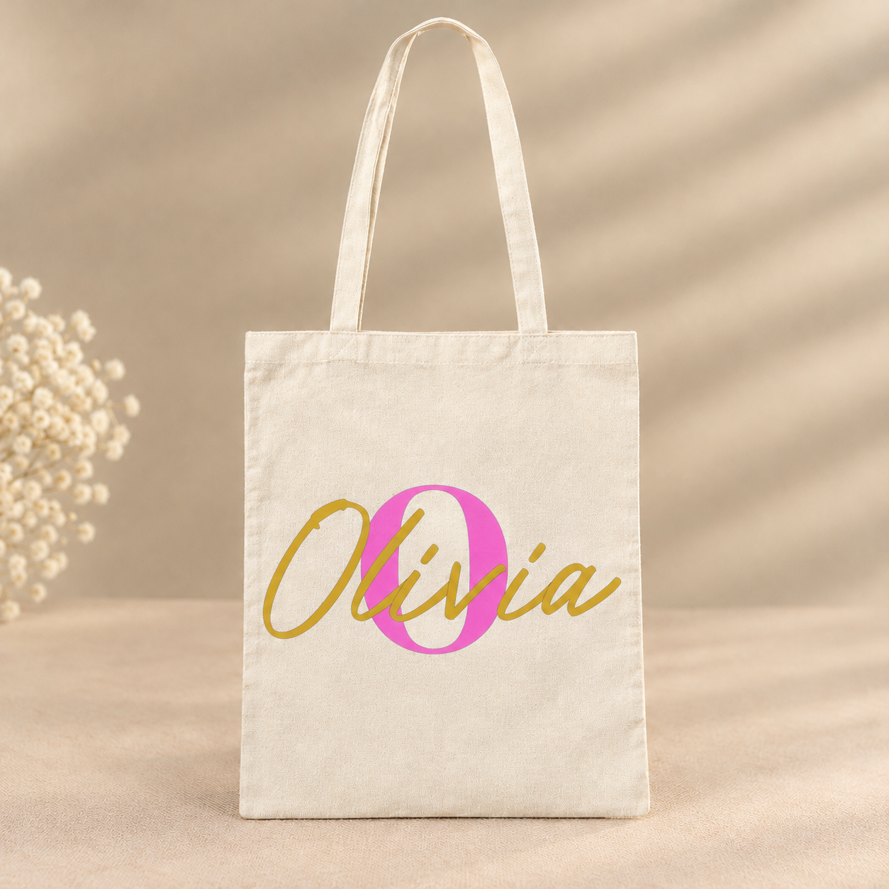 Minimalistische canvas tas met Olivia-logo