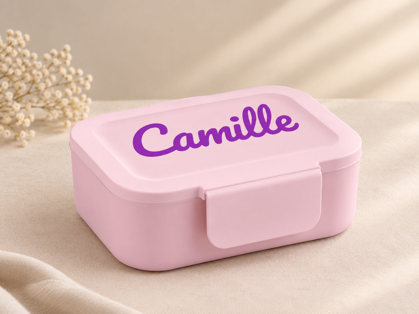 Pastelroze lunchbox met Camille