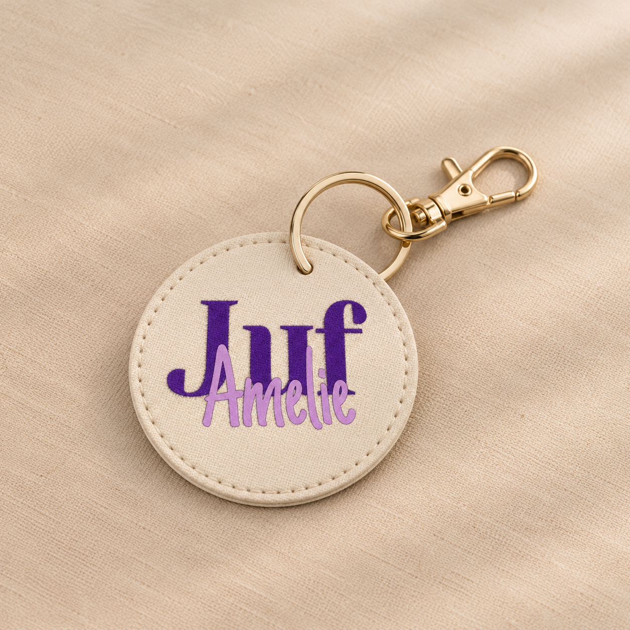 Sleutelhanger met Juf Amelie-logostitching