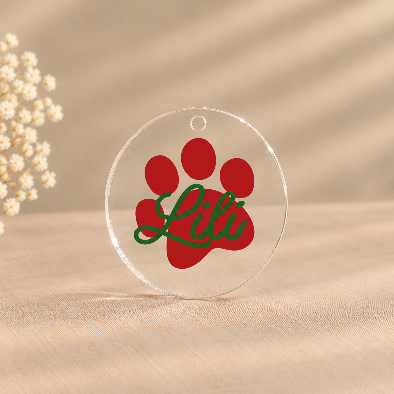 Transparant acrylornament met Lily-pootje